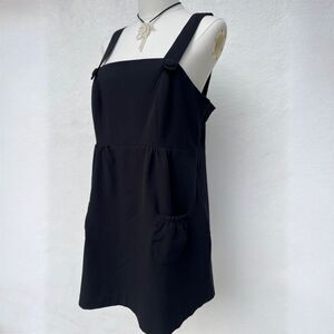 WD-NY Black Pinafore Mini Dress Sz 14 Dark Academia Coquette 90s Goth Grunge